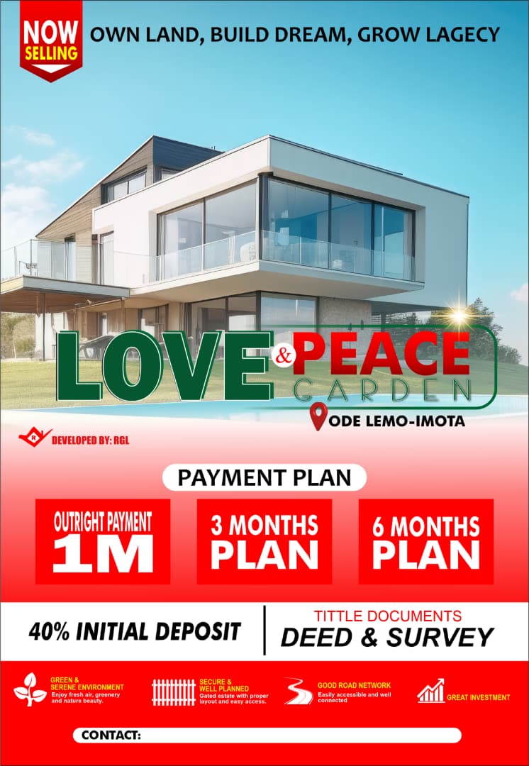 Love & Peace Garden — Estate Land • 3 & 6 Months Payment Plans in Ode Lemo, Imota, Lagos